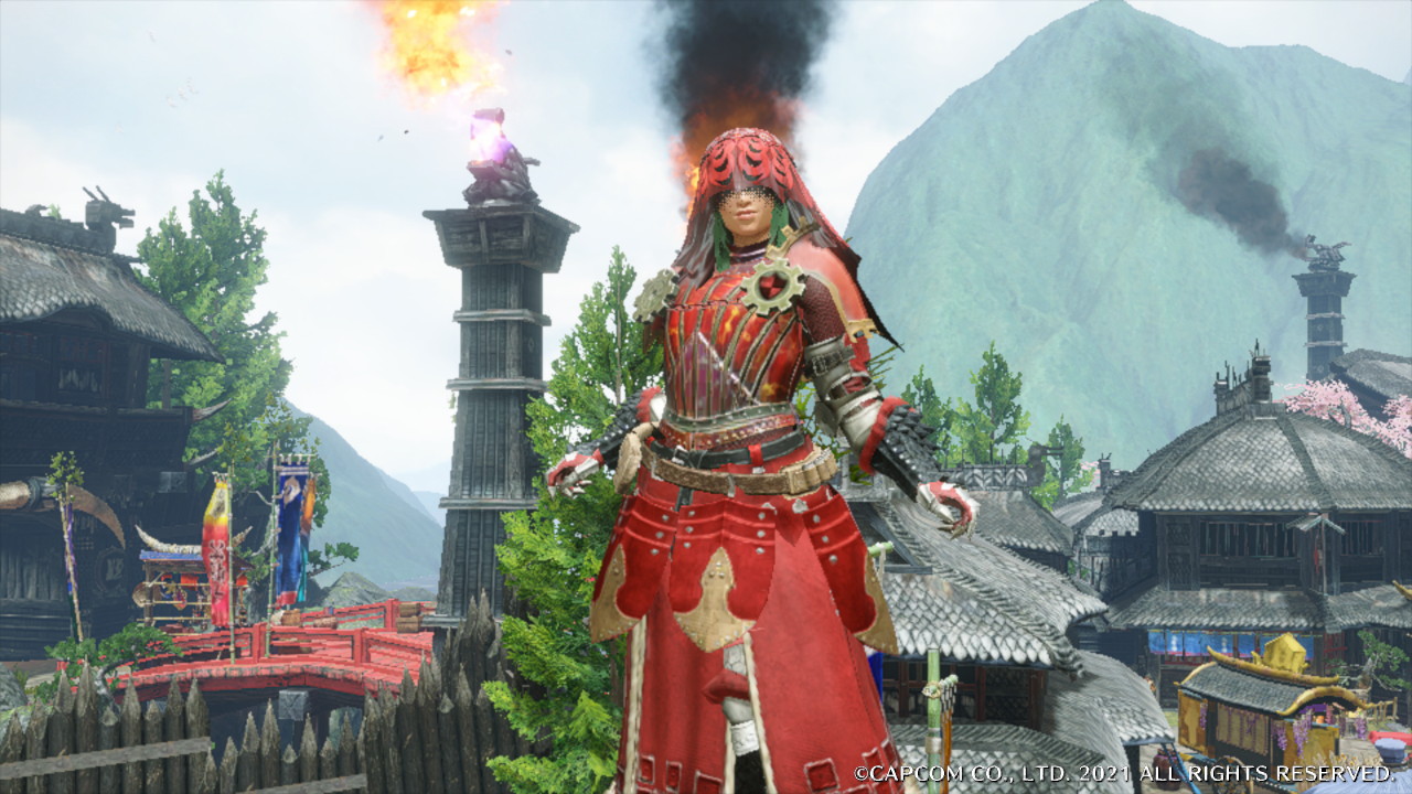 Nun styled armor. Spio helm, Teostra Chest, Bazel arm and leg, and ingot faulds